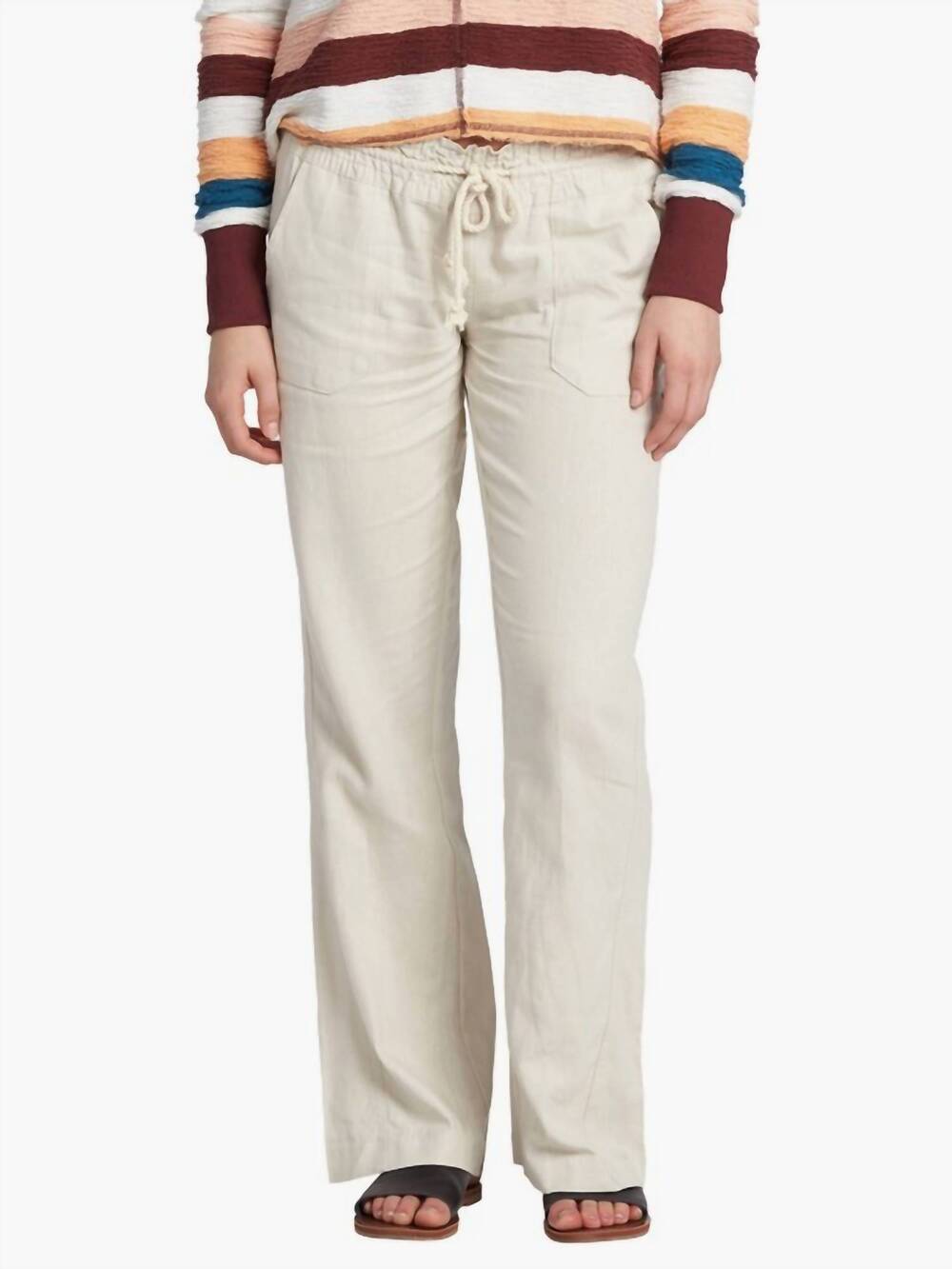 NEW ROXY oceanside flared trousers pant in stone
